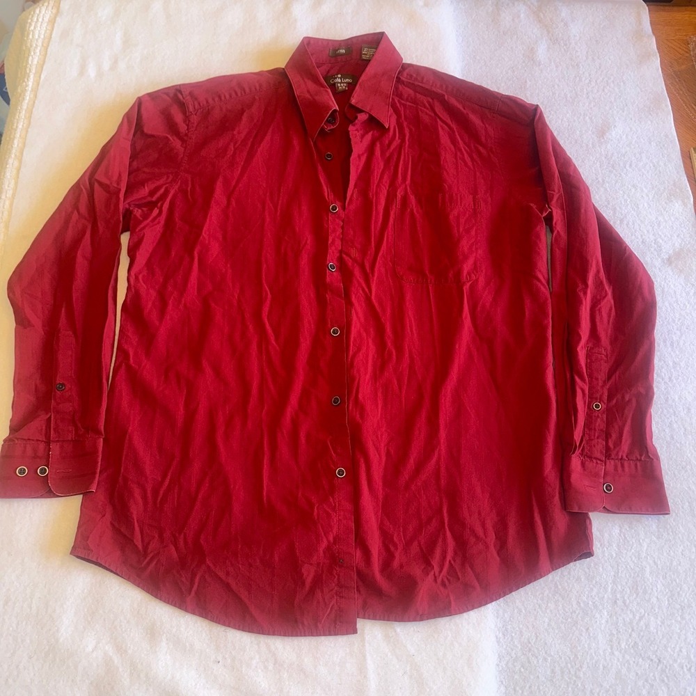 Cafe Luna Dress Shirt Mens Red Size 16.5 35 Long Sleeve Button Down Casual Work